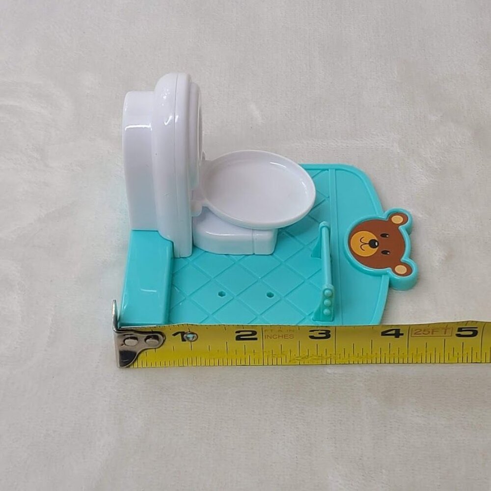 Pretty Dollhouse Luxury Villa Bathroom Toilet Set Aqua Wall Panel Bear Theme - Picture 8 of 8